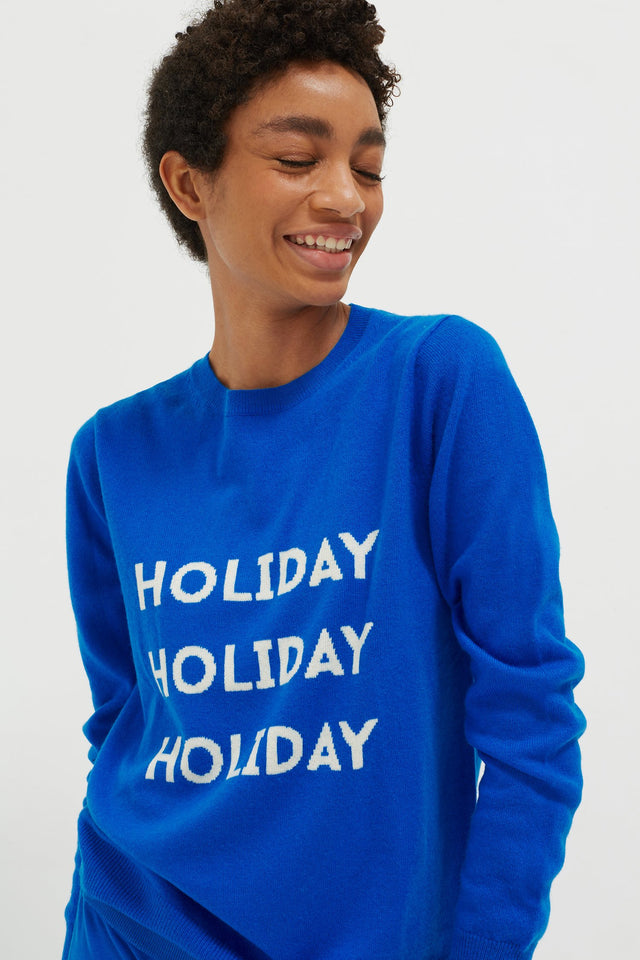 Royal Blue Holiday Wool-Cashmere Sweater image 1