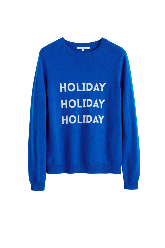 Royal Blue Holiday Wool-Cashmere Sweater image 2