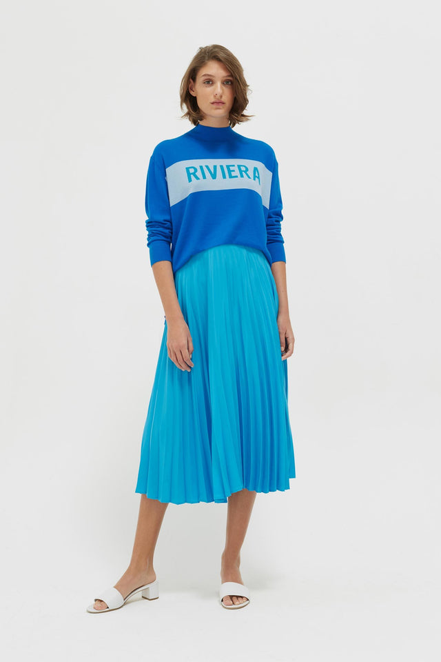 Royal Blue Riviera Cashmere Polo Neck Sweater image 4