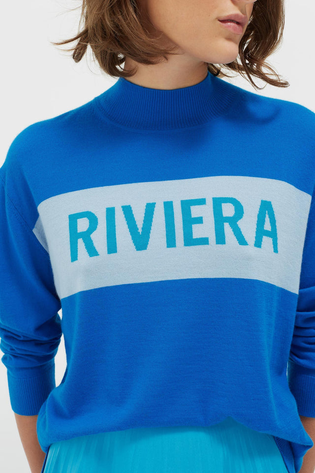 Royal Blue Riviera Cashmere Polo Neck Sweater image 5