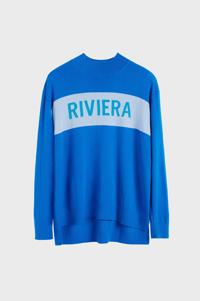 Royal Blue Riviera Cashmere Polo Neck Sweater image 2