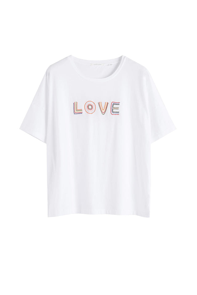 White Short Sleeve Carmen Love T-Shirt image 2