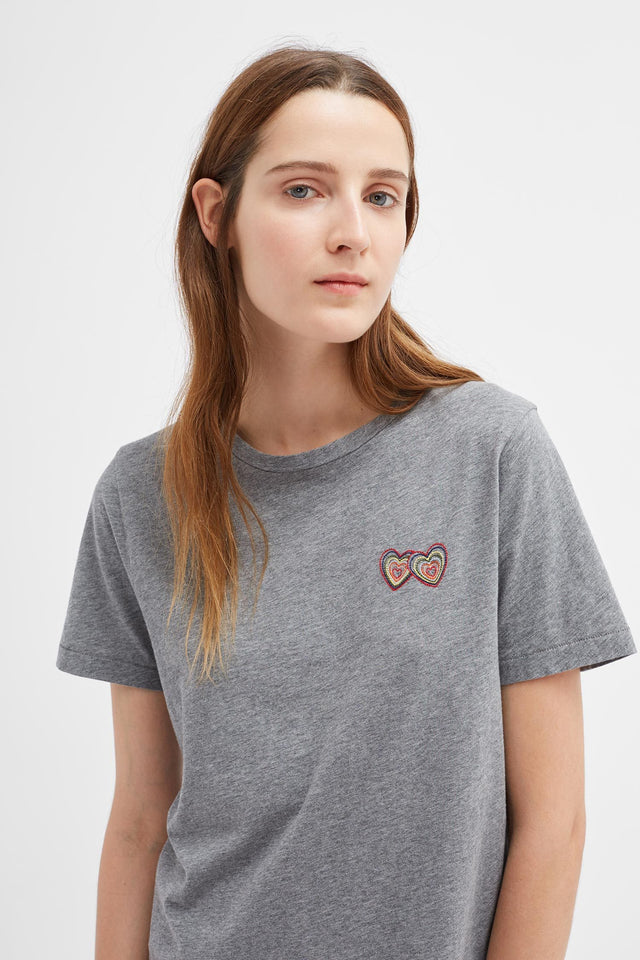 Grey Short Sleeve Twin Heart T-Shirt image 1