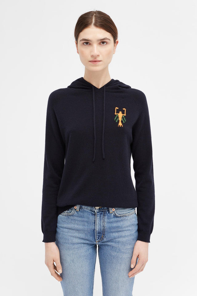 Navy Scorpion Patch Hoodie image 1