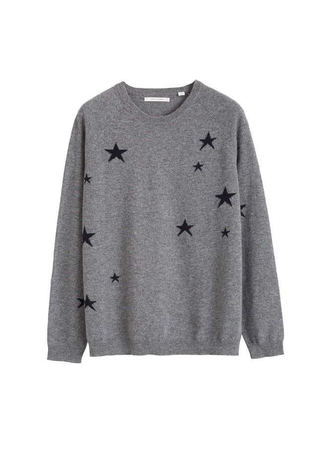 Grey Slouchy Star Cashmere Sweater image 2