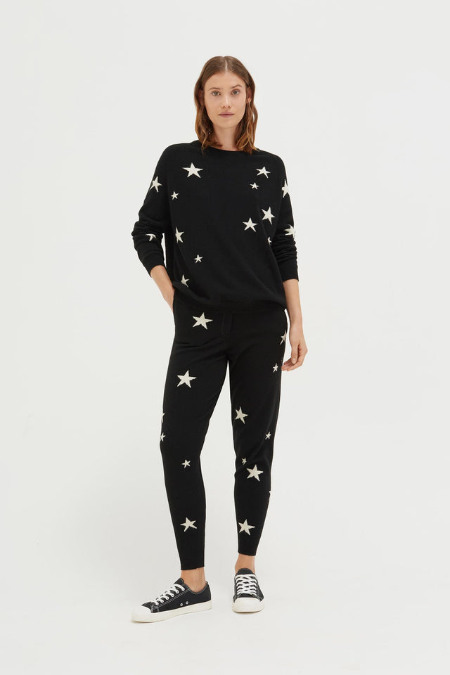 Black Slouchy Star Cashmere Sweater image 2