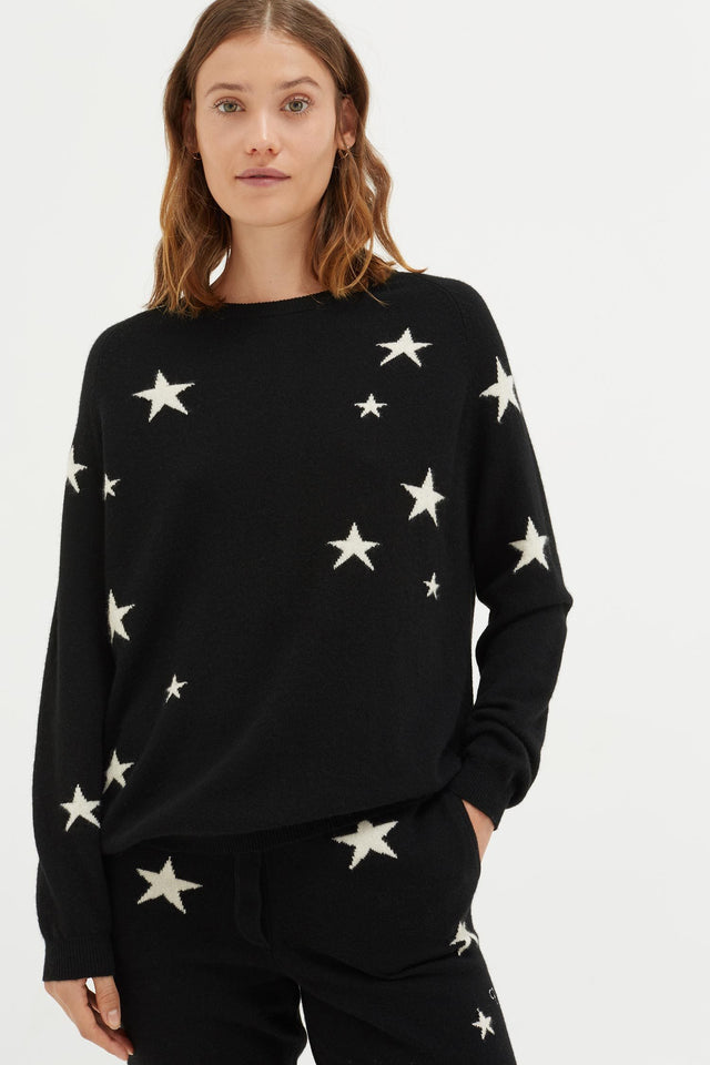 Black Slouchy Star Cashmere Sweater image 1