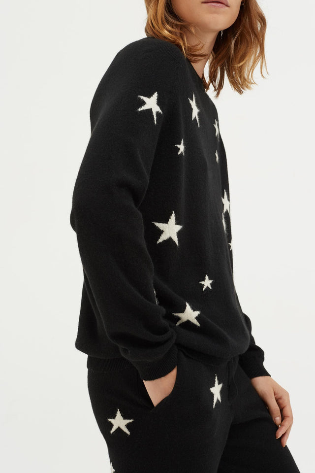 Black Slouchy Star Cashmere Sweater image 3