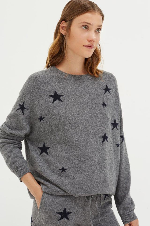 Grey Slouchy Star Cashmere Sweater image 1