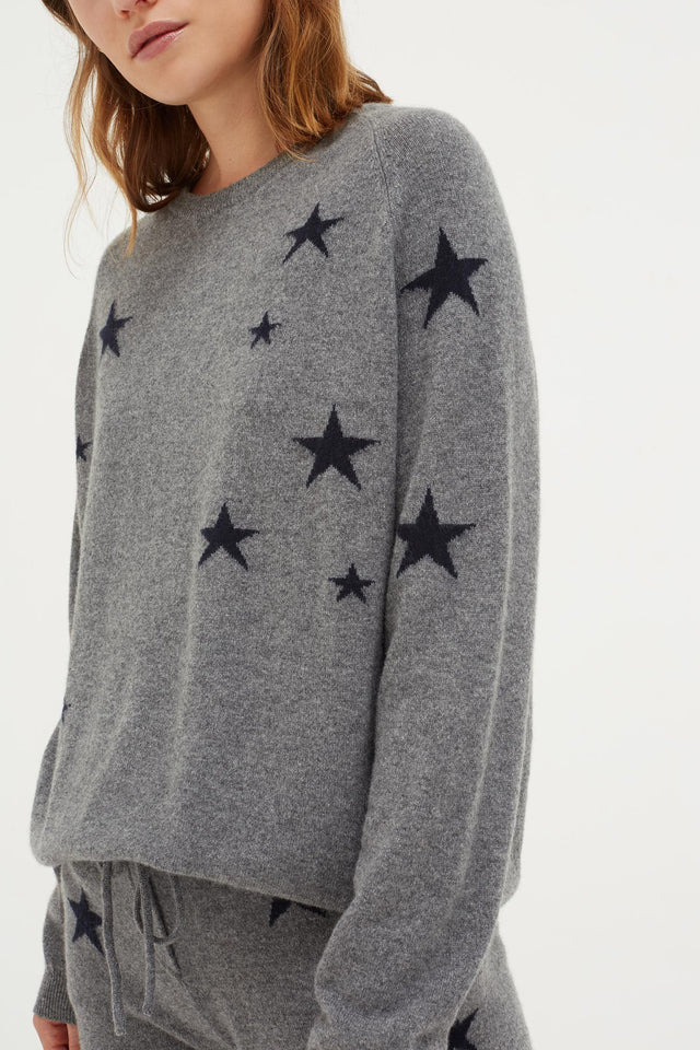 Grey Slouchy Star Cashmere Sweater image 4