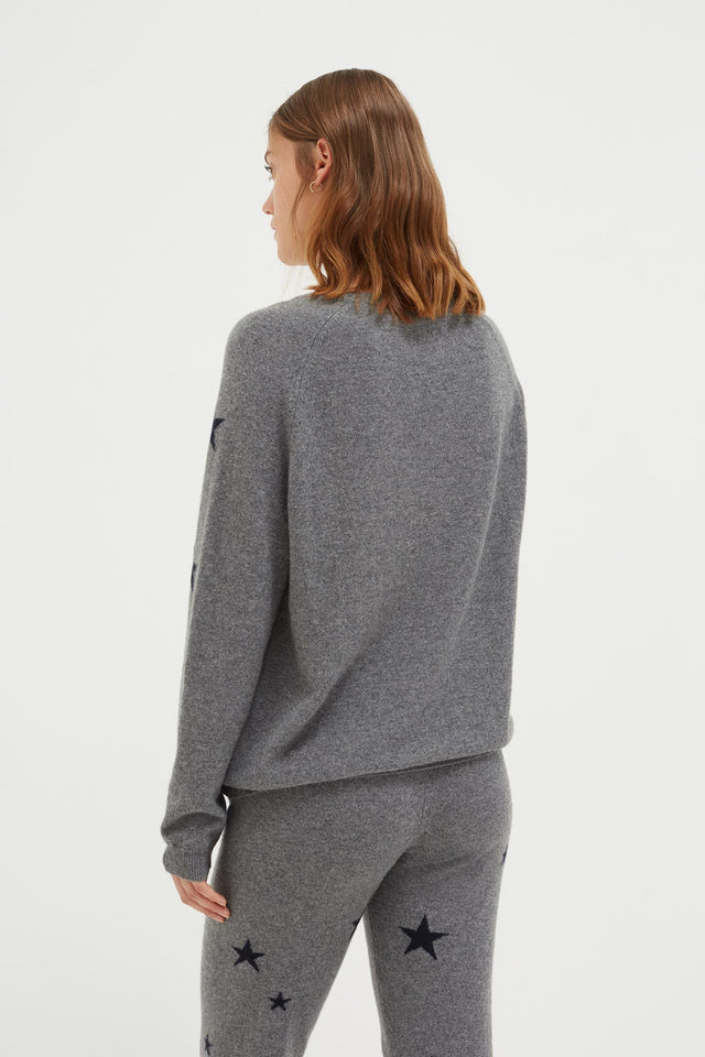 Grey Slouchy Star Cashmere Sweater image 5
