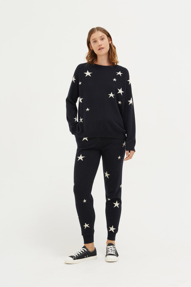 Navy Slouchy Star Cashmere Sweater image 2