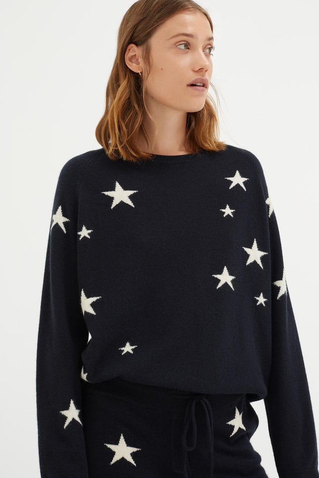 Navy Slouchy Star Cashmere Sweater image 1
