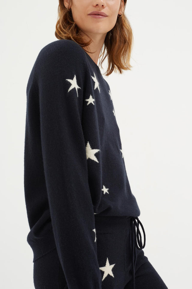 Navy Slouchy Star Cashmere Sweater image 3