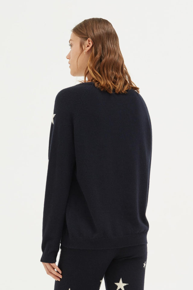 Navy Slouchy Star Cashmere Sweater image 4