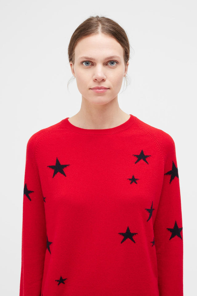 Red Slouchy Star Cashmere Sweater image 2
