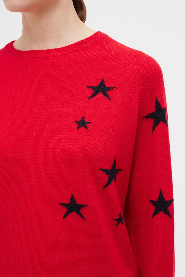 Red Slouchy Star Cashmere Sweater image 3