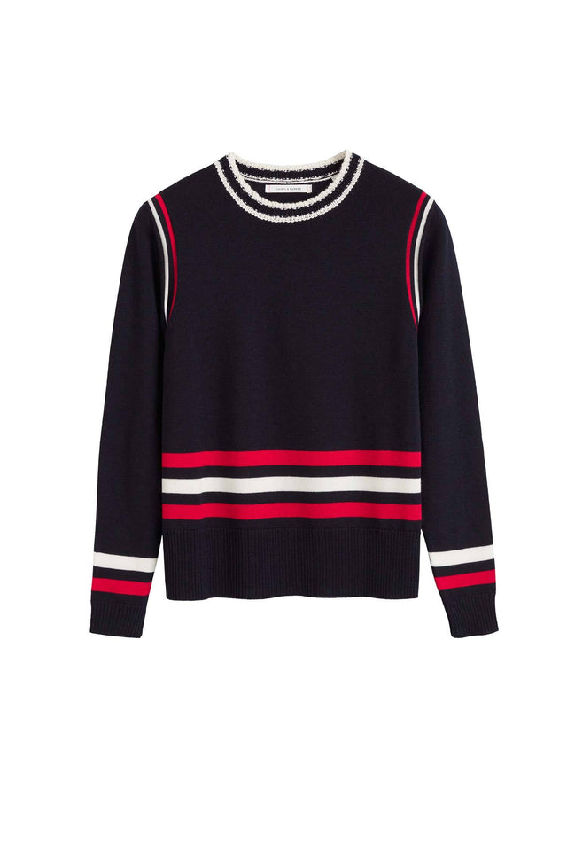 Navy Sporty Stripe Merino Wool Sweater image 2