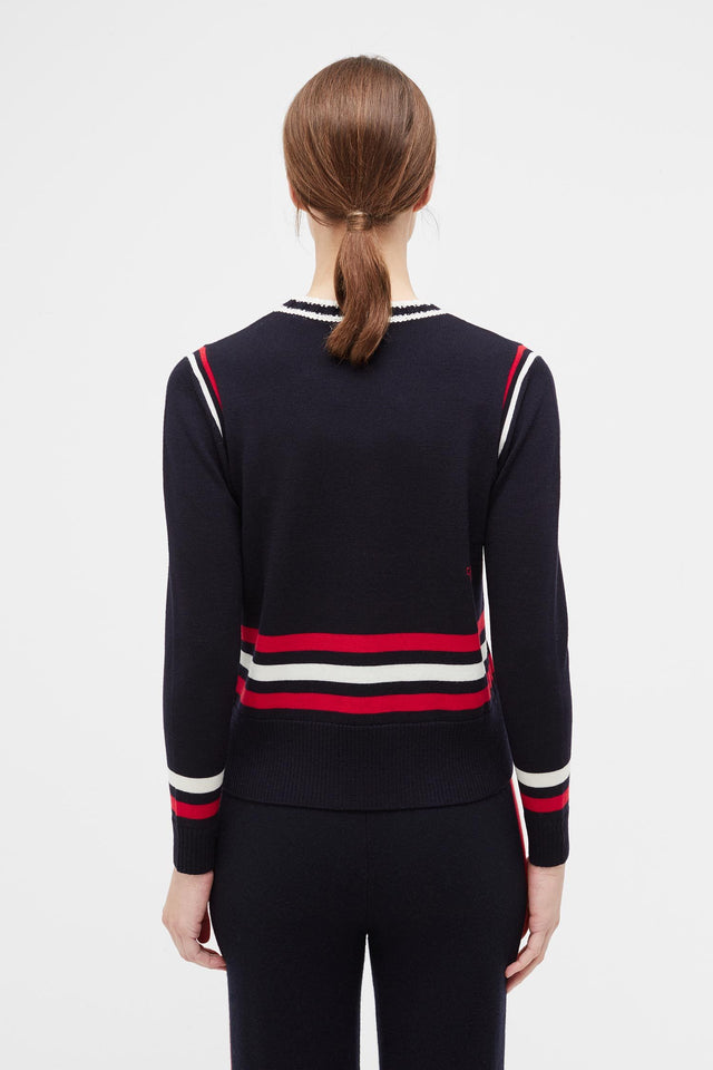 Navy Sporty Stripe Merino Wool Sweater image 4