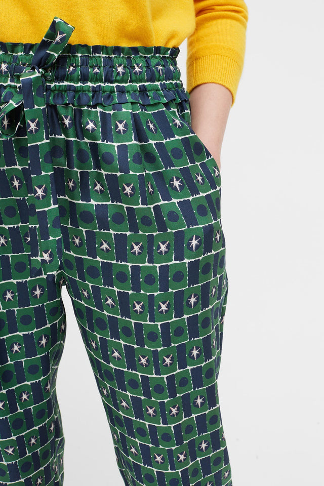 Green Starfall Relaxed Silk Trousers image 5