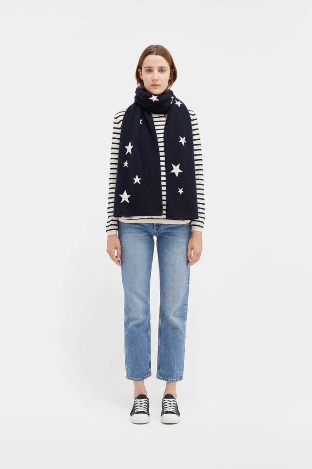 Navy Cashmere Star Scarf image 2