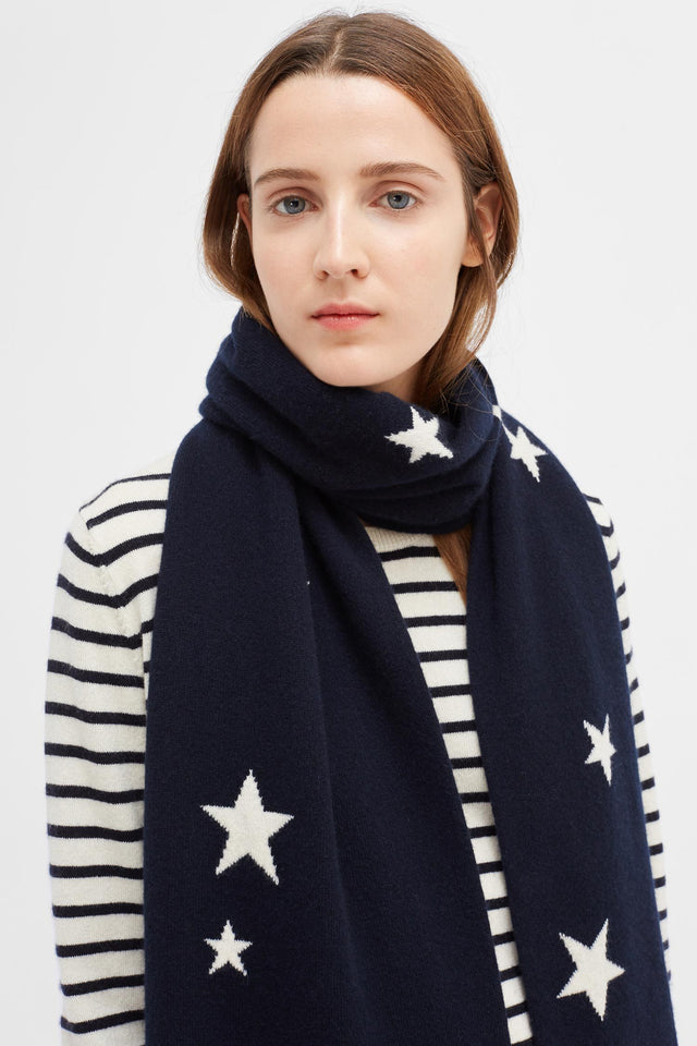 Navy Cashmere Star Scarf image 1