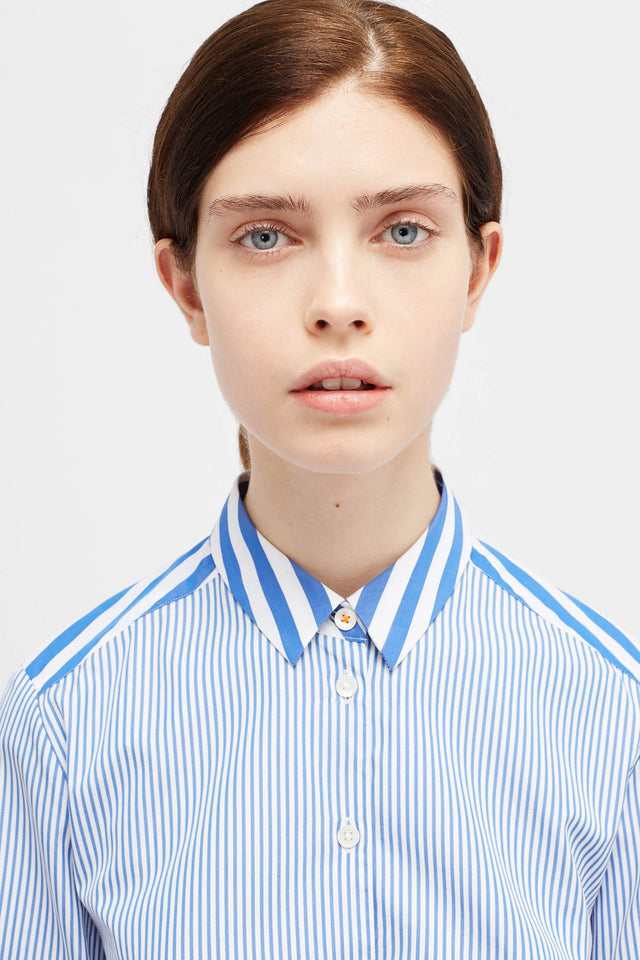 Navy Stripe Boyfriend Shirt image 4