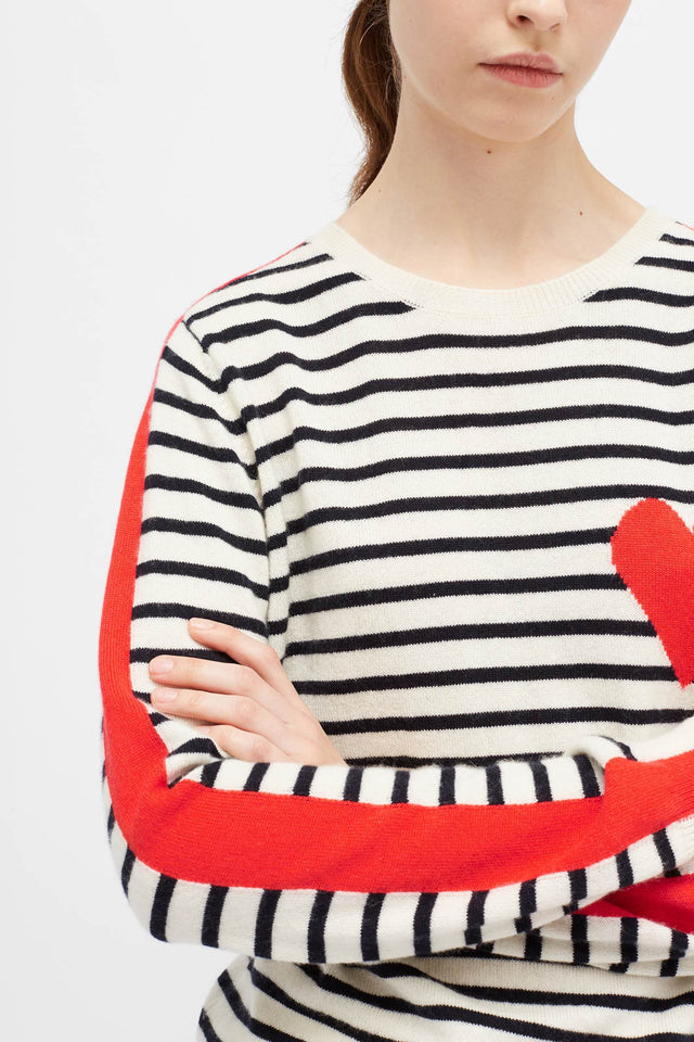Navy Stripe Sleeve Sweater image 1