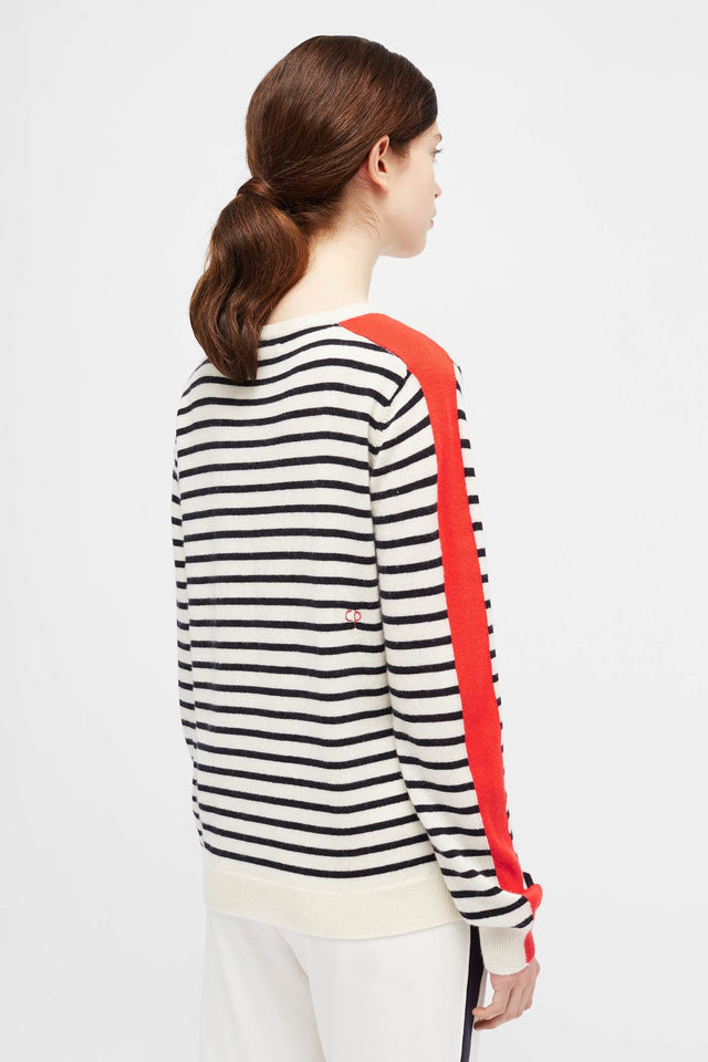 Navy Stripe Sleeve Sweater image 5