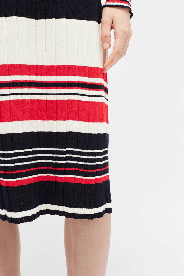 Navy Striped Pleated Skirt image 5