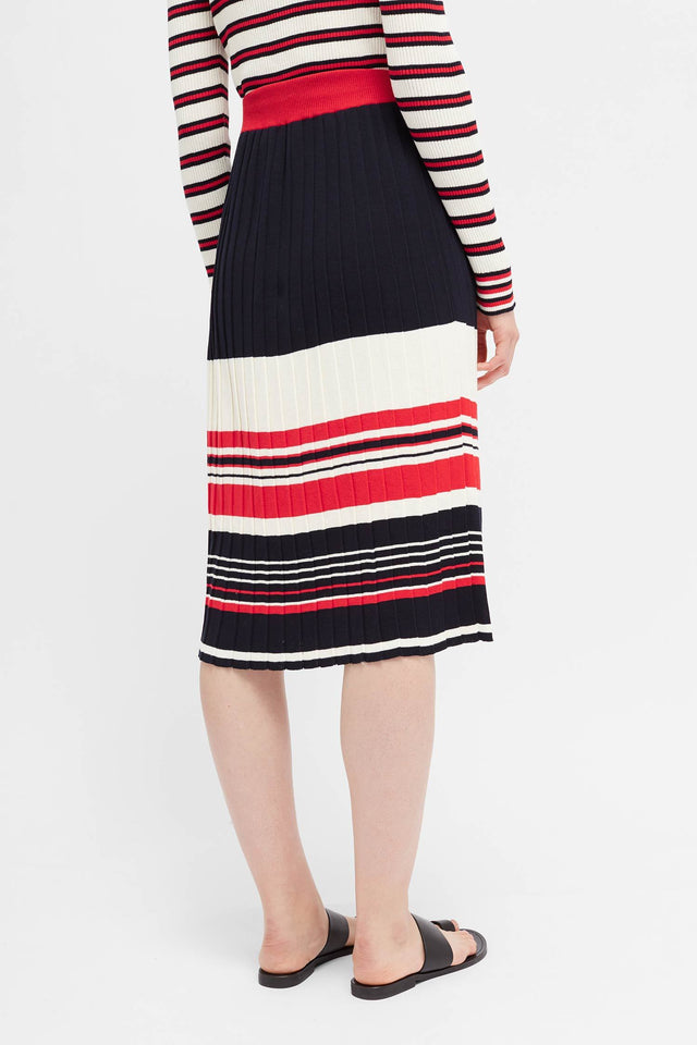 Navy Striped Pleated Skirt image 4