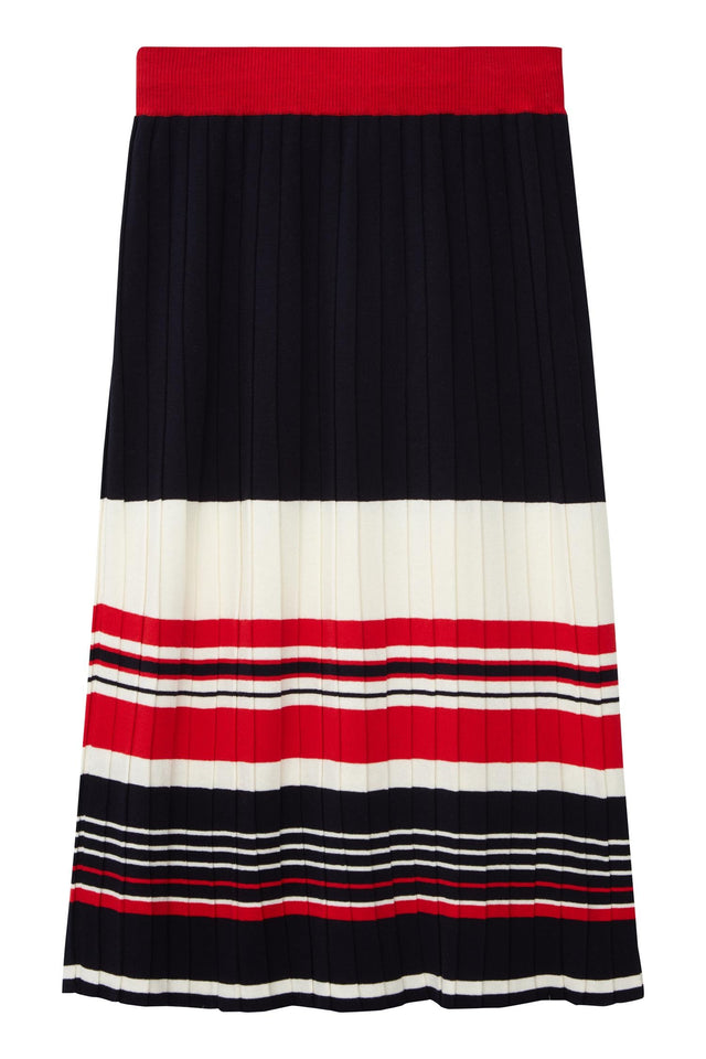 Navy Striped Pleated Skirt image 2