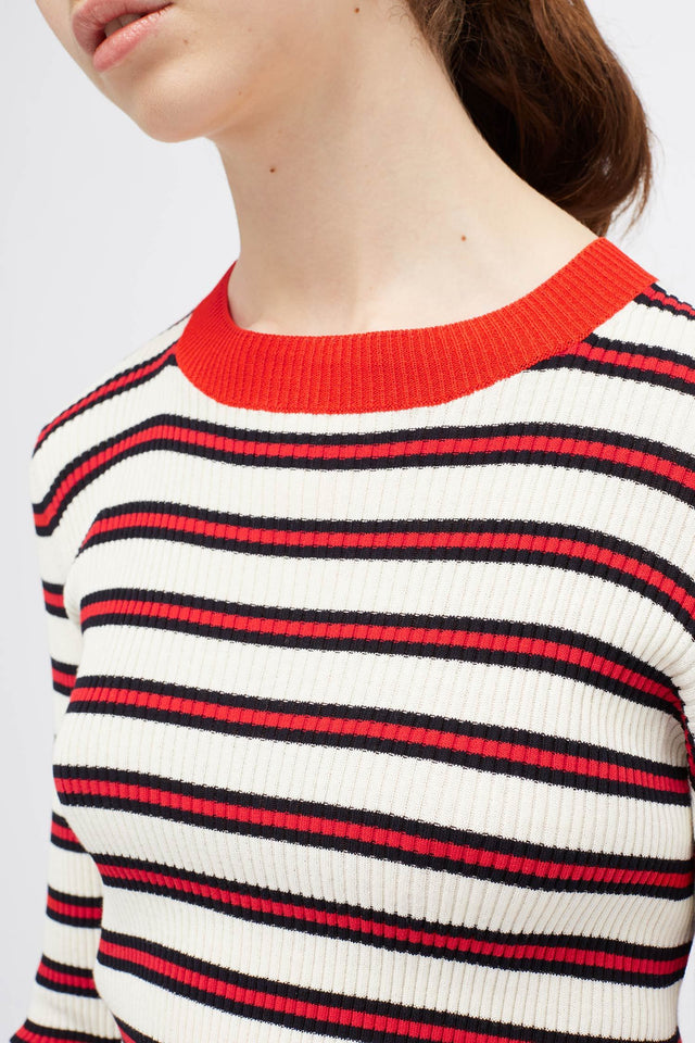 Cream Striped Rib Sweater image 4