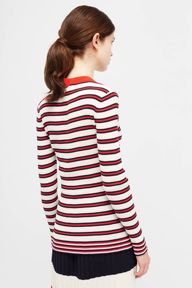 Cream Striped Rib Sweater image 5