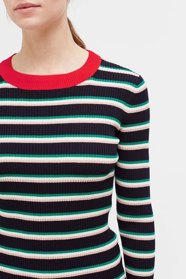 Navy Striped Rib Sweater image 4
