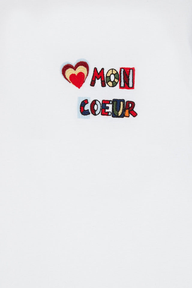 White Short Sleeve Mon Coeur T-Shirt image 6