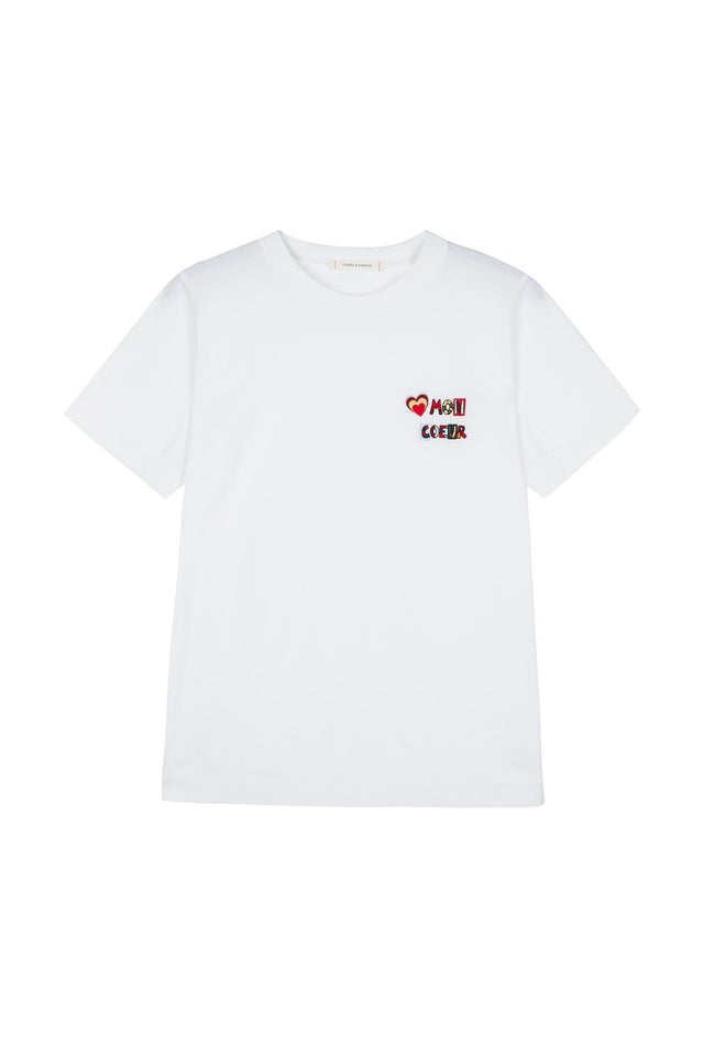 White Short Sleeve Mon Coeur T-Shirt image 2