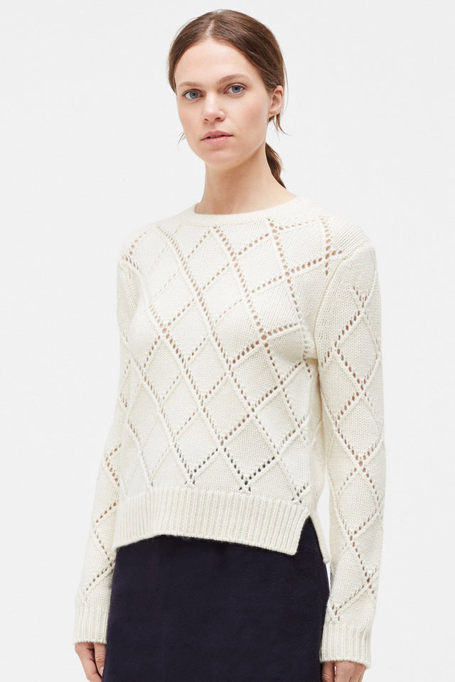 Cream Harlequin Wool Sweater image 1