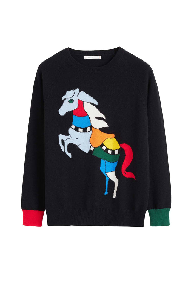 Black Majestic Horse Cashmere Sweater image 2