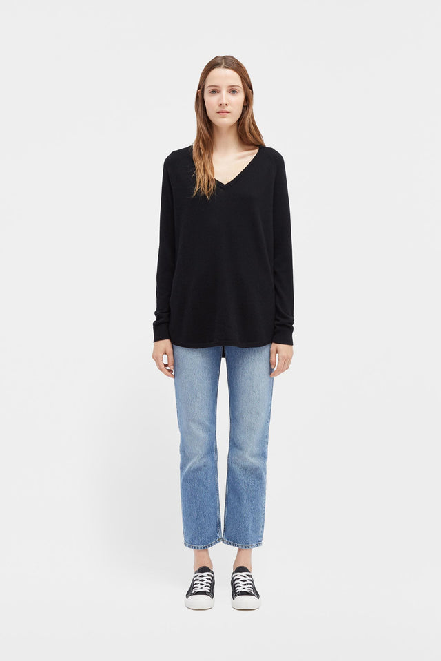 Black Cashmere V-Neck Sweater image 3