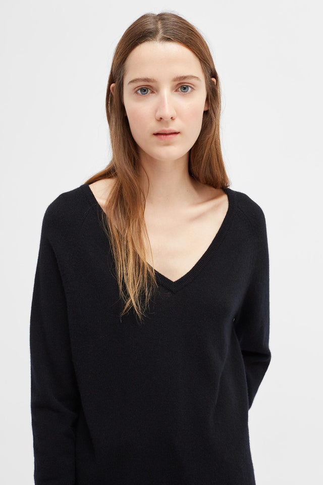 Black Cashmere V-Neck Sweater image 1