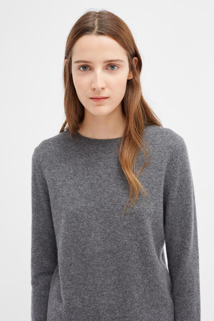 Grey Cashmere Crew Sweater