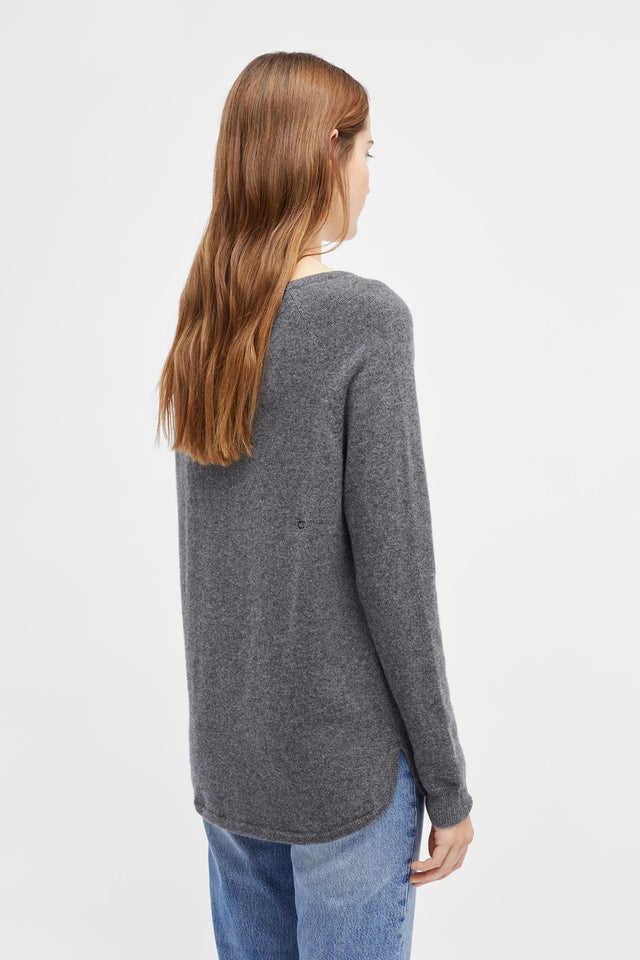 Grey Cashmere V-Neck Sweater image 5
