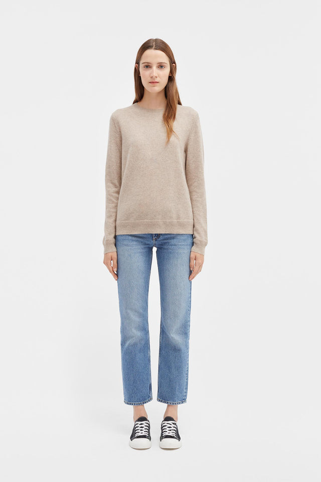 Oatmeal Cashmere Crew Sweater image 3