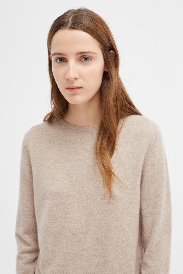 Oatmeal Cashmere Crew Sweater image 1