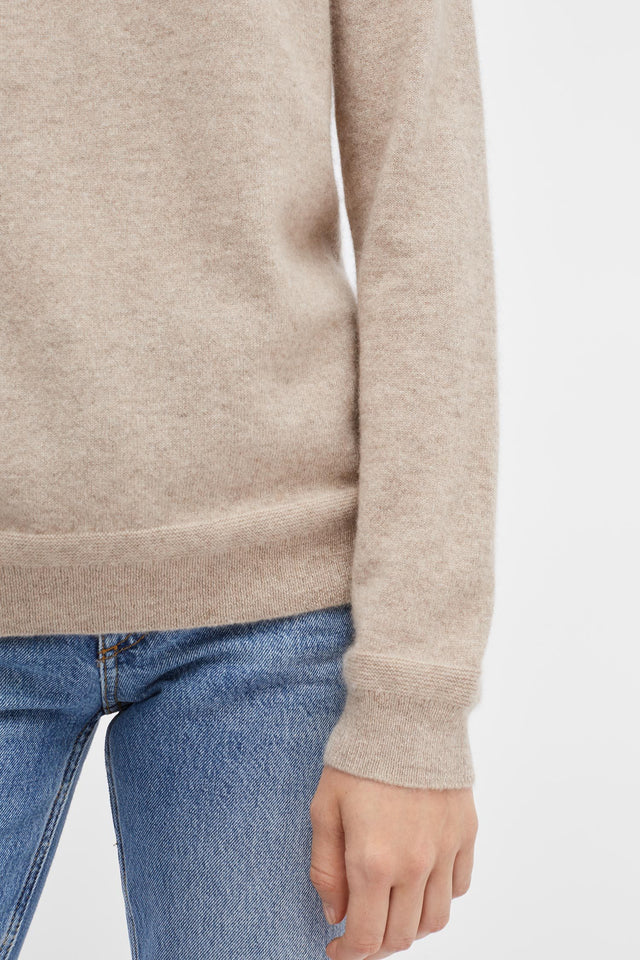 Oatmeal Cashmere Crew Sweater image 4