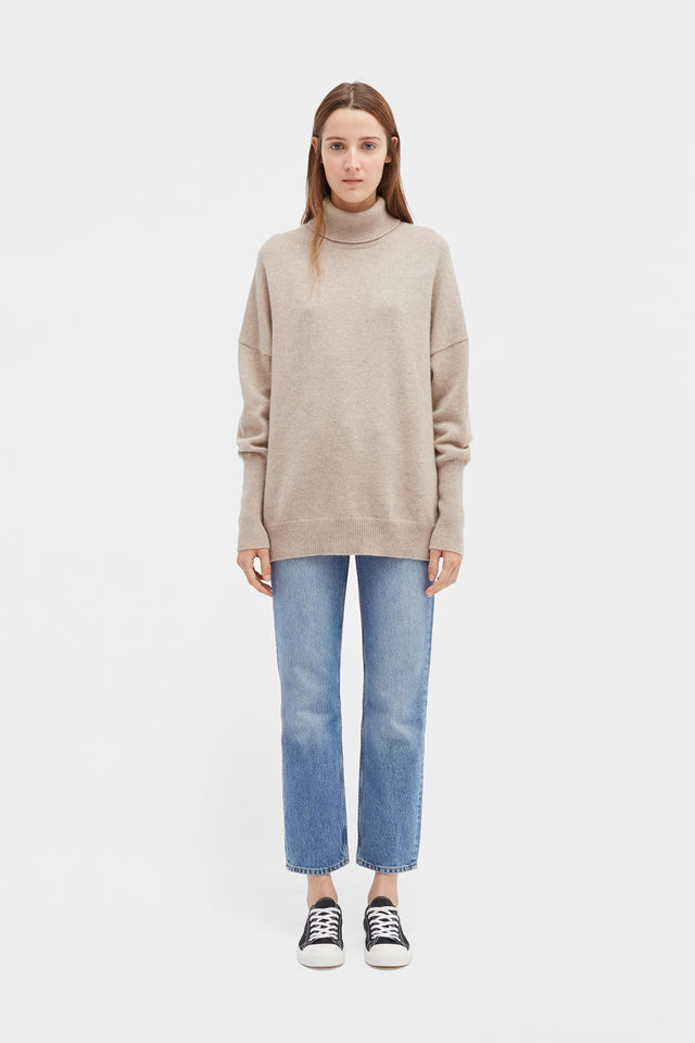 Oatmeal Cashmere Rollneck Sweater image 3