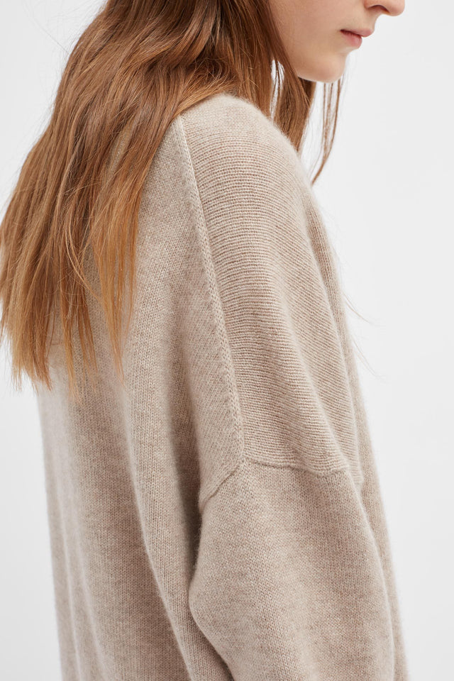 Oatmeal Cashmere Rollneck Sweater image 4