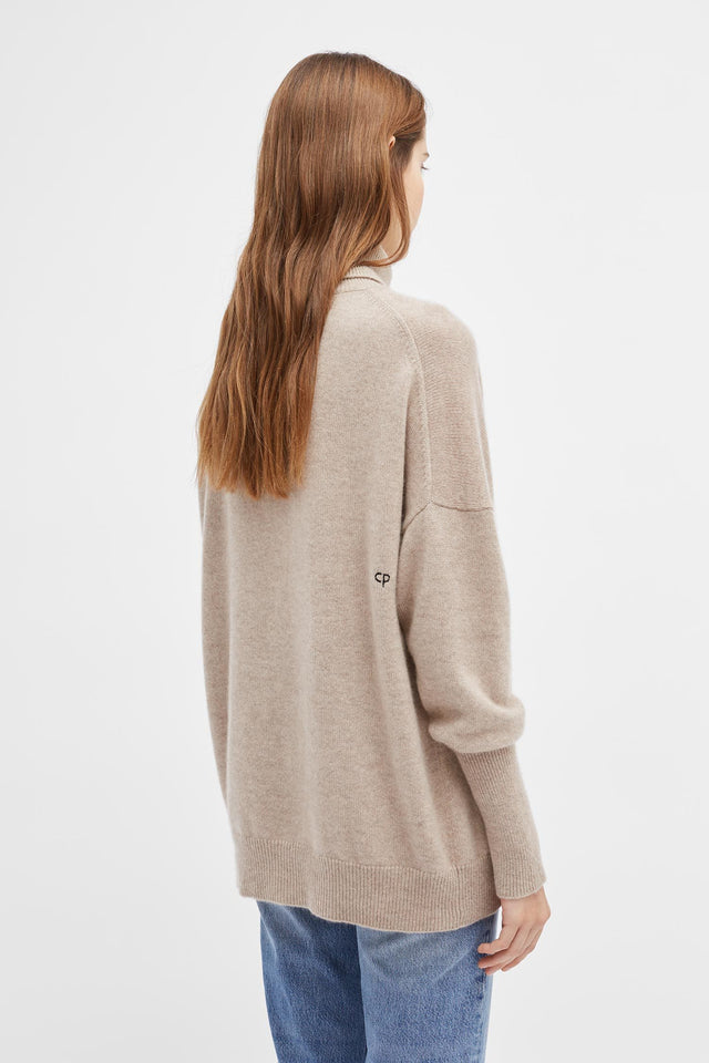 Oatmeal Cashmere Rollneck Sweater image 5