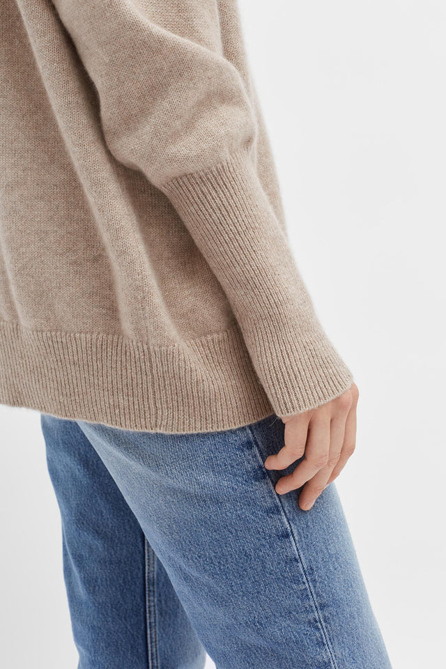 Oatmeal Cashmere Rollneck Sweater image 6